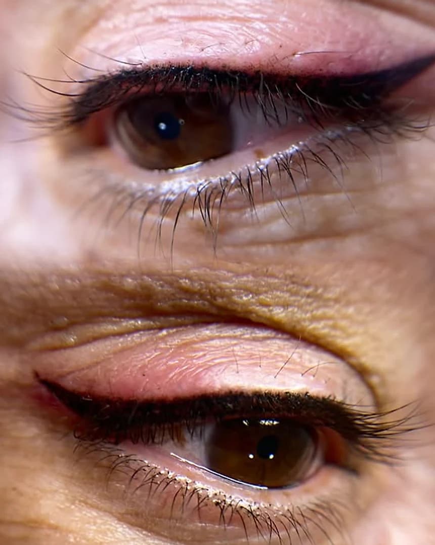 Detalle de micropigmentación de ojos con eyeliner
